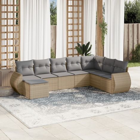 Juego de sofás de jardín con cojines beige 8 pzas ratán PE vidaXL (1/5)