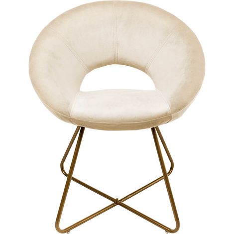 HOME DELUXE - Esszimmerstühle Samt SELESA inkl. Tisch MASEI - Farbe: Beige, Bezug: Samtstoff, Gestell: Gold, pulverbeschichet, max. 120 kg I Rundsessel, Küchenstuhl Polsterstuhl Samtstuhl Beistelltis