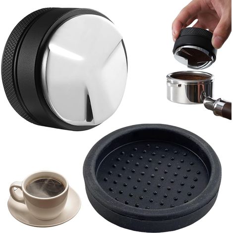Distributeur de café, 53 mm pour café de 54 mm avec 1 tapis en silicone, outil de nivellement à expresso, profondeur réglable, porte-filtre antidérapant, accessoire pour Sage Barista Express (1/5)
