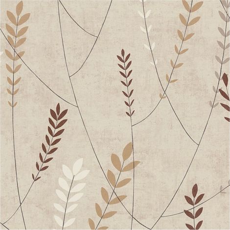 Country style wallpaper wall Profhome 791461 hot embossed non-woven wallpaper slightly textured with floral ornaments matt beige chestnut brown white grey 5,33 m2 (1/5)
