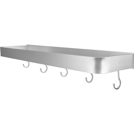 Étagère murale de salle de bain en aluminium, étagère de douche à un niveau, porte-shampoing, étagère de rangement 50 cm avec crochets (1/5)