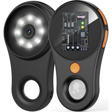 Digitales Makromikroskop mit Fixfokus, tragbare Lupe, 2,0-Zoll-Farbbildschirm, 200W Pixel, 500-fache Vergrößerung, 8 eingebaute LEDs, wiederaufladbarer Akku, kompatibel mit Windows und Mac OS (schwarz