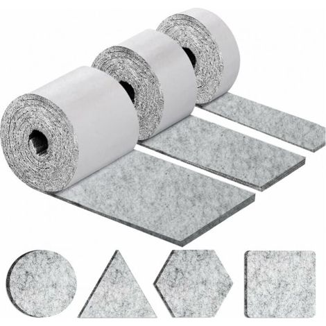 Self-adhesive furniture glides, chair and furniture pads, 3 rolls (100x10cm + 100x5cm + 100x2cm), 5mm thick chair felt glides YMYNY (1/4)