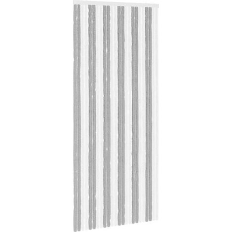 Rideau chenille anti-insectes, rayures grises et blanches, 100 x 230 cm (1/5)