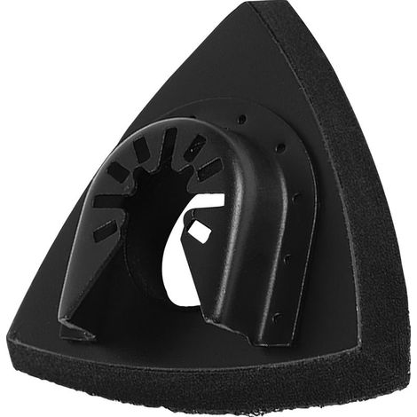 Plateau de ponçage triangulaire, adapté à une utilisation comme plateau de ponçage pour outil vibrant dans les scies vibrantes multi-outils. (1/4)
