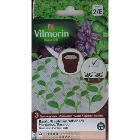 Basilic - Tapis de graines - 3 cm x 10 cm (x3) Vilmorin (1/2)