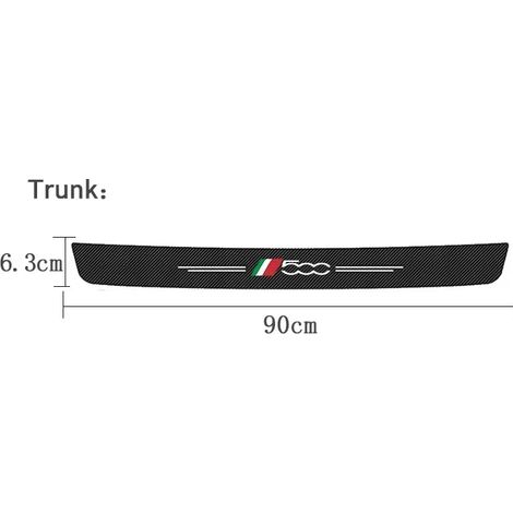 (1 pièce pour coffre) Seuil de porte avant et arrière compatible Fiat 500/500L, avec logo en fibre de carbone, protection autocollante pour seuil de coffre et pare-chocs. (1/4)