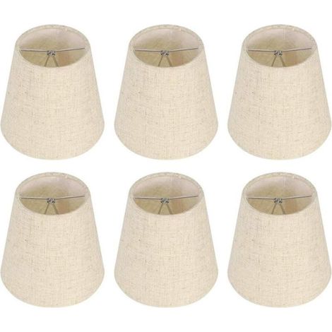 Ensemble de 6 abat-jour en toile de jute – Abat-jour baril beige 3,5 x 5,5 x 5,2 pouces – Compatible ampoules E14 – Installation facile (1/5)