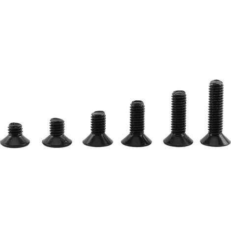 M3 Schwarze Sechskantschrauben aus legiertem Stahl mit Sechskantmuttern und Unterlegscheiben, sortiertes Set (Flachkopf) (1/5)
