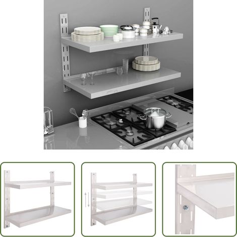 Étagère en acier inoxydable - Étagère murale à 2 niveaux Acier inoxydable 100x30 cm (1/5)