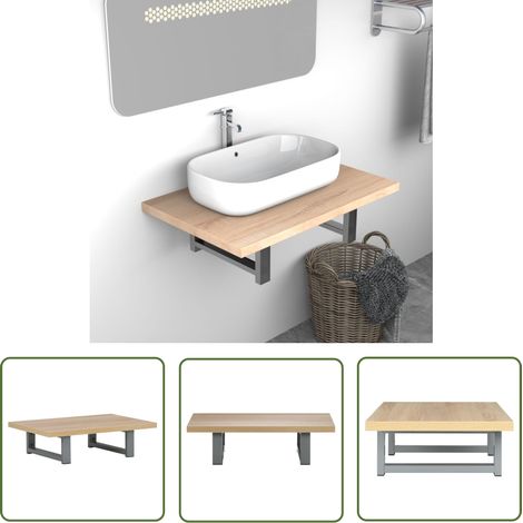 The Living Store Meuble de salle de bain Chêne 60x40x16,3 cm - Étagère Salle De Bain - Meuble Salle De Bain - Rangement Salle De Bain - Étagère Murale - Meubles Design (1/5)