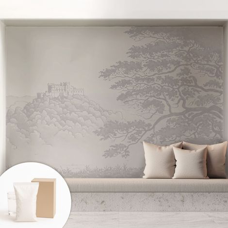 Papier peint intissé mural avec imprimé motifs décoratifs - style contemporain - Colle incluse gratuite Paysage de château 208x146 cm (1/5)