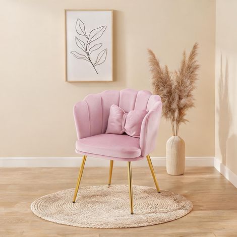 Fauteuil coloris rose en velours 63 x 58 x 77 cm (1/5)
