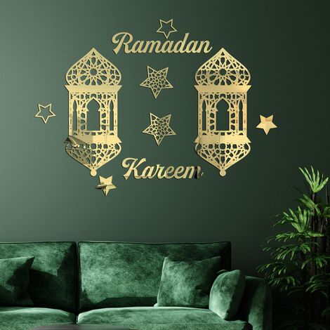 Eid Mubarak Acryl-Spiegel-Wandaufkleber, selbstklebende Wandtattoos, Ramadan-Festdekoration (1/5)