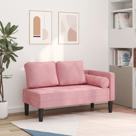 vidaXL Chaise Lounge con Cuscini Rosa in Velluto