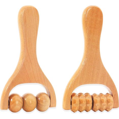 Rouleau de massage en bois, rouleau de massage pour le dos, outil de soulagement musculaire pour la cellulite/les muscles et le ventre (marron) (1/5)