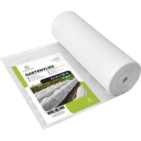 Garronda Pflanzenschutzvlies Gartenvlies Abdeckvlies 17 g/m² 2,1 m x 50 m Weiß für Frostschutz Pflanzen und Pflanzenschutz im Garten für Frühbeet und Gemüsebeet atmungsaktiv UV-beständig GD-0175