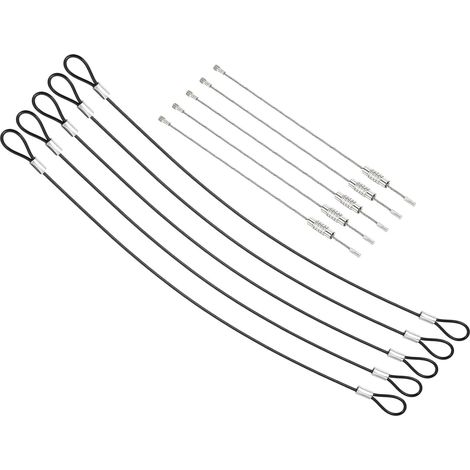 1Ft Sécurité Câble Verrouillage, 5 Paquet Inox Acier 2mm Dia Sécurité Fil Corde avec Double Boucle Vissé Fil Câble pour Scène Éclairage Bagage Verrouillage Noir (1/5)