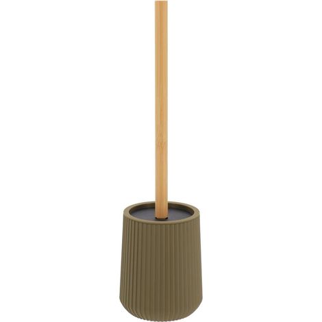 Brosse wc striee abs/as effet rubber et bambou - vert olive - Tendance (1/3)