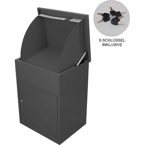 Paketkasten Paketbriefkasten Briefkasten für Pakete Briefkasten mit Paketfach Paketbox Postbox Paket-Dropbox Paketstation für zuhause Paket-Standbriefkasten Paket-Briefkasten abschließbar Grau (1/5)