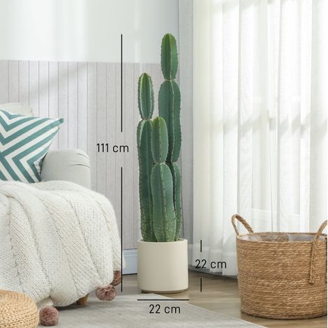 Planta artificial de cactus 25x25x111 cm en EVA verde con maceta decorativa - MEUBLIV (1/5)