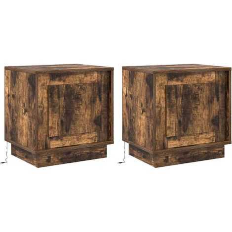 Maison Exclusive - Armadio da Notte 2 pcs Rovere fumé 44 x 34,5 x 45 cm (1/5)