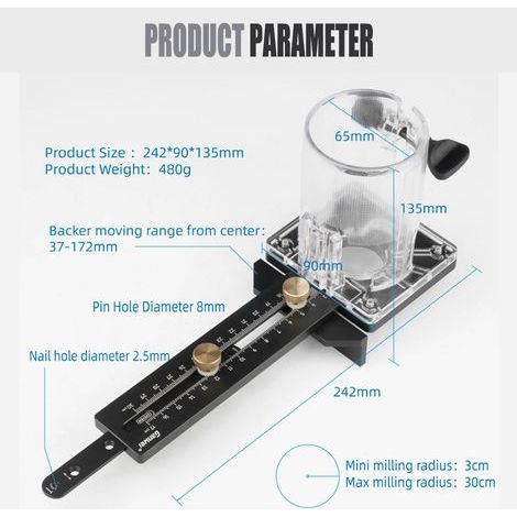 Outil de fraisage pour machine à rogner Machine à rogner, outil de fraisage, fraise à trous pour amplificateur de guitare en alliage d'aluminium CNC, outil de travail du bois rond (1/5)