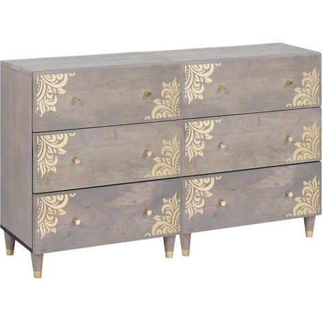 Sideboard mit Regal 2 pcs Grau 60 x 33 x 75 cm Massivholz Mango