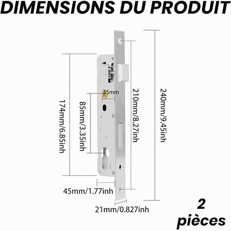 Serrures Encastrables pour Portail, Inox, Serrure Portillon 35 mm Serrure Portail Exterieur Tubulaires avec Cylindre et Gâche pour Portillon, Jardin et Garage Montage Gauche ou Droite (1/2)
