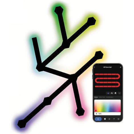 Applique murale de jeu intelligente RGBIC avec application, 9 + 9 pièces - Éclairage modulaire - 16 millions de couleurs, synchronisation de la musique, commande vocale - Lumière d'ambiance (1/5)