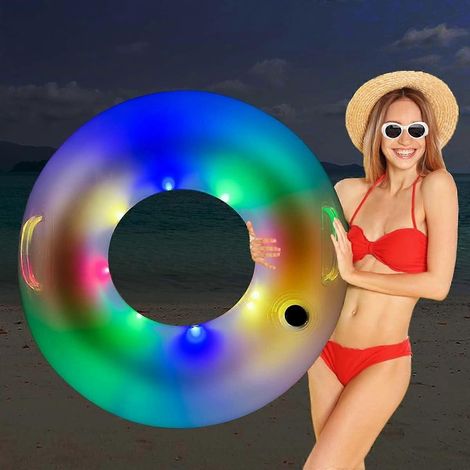 Bouées cygnes gonflables solaires LED couleurs changeantes, anneau de natation 105 cm, grande taille, pour piscine et plage (1/5)