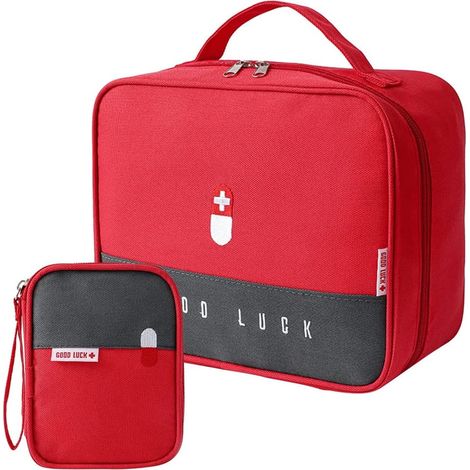 Trousse de Premiers Secours, Portable Boîte Médicale Boîte, Sac de Rangement de Médicaments, Trousse de Secours Vide pour Situations Durgence à Maison Bureau Voyage (Rouge) (1/5)