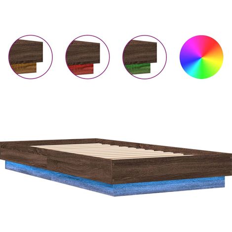 Maison Exclusive - Estructura de cama con luces LED marrón roble (1/5)