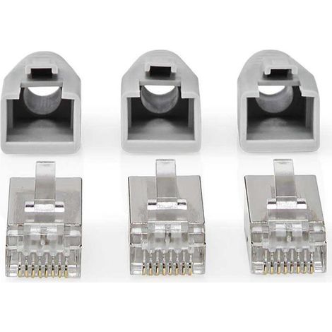 Conector rj45 paso rj45 ftp cat6 solidotrenzado recto chapado en oro 10 uds pvc gris negro blanco cajas