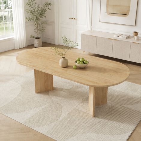 Ausziehbarer Esstisch 140/180 x 90 cm aus MDF in Eichenoptik für 6-8 Personen (1/5)