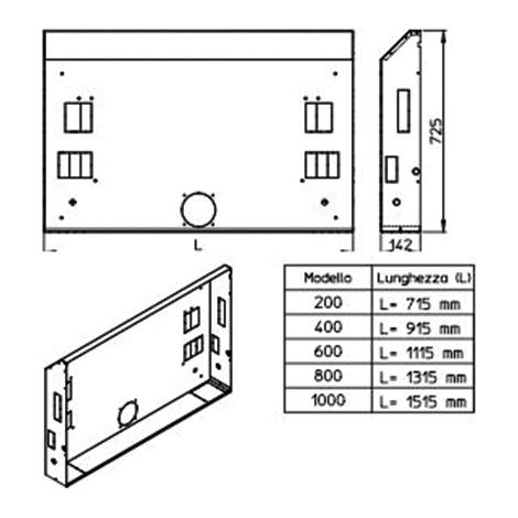 Cassaforma per ventilconvettori ad incasso modello airleaf sli-rsi  Mod.800  dim.(lxhxp)= 1315x142x725 mm  Innova srl (1/2)