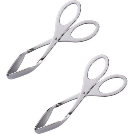 Pinces à pain, pinces de cuisine en acier inoxydable, pinces à barbecue pour pâtes, viande, apéritifs, pâtisseries, steaks, outils de cuisson (2 pièces, argent) (1/5)