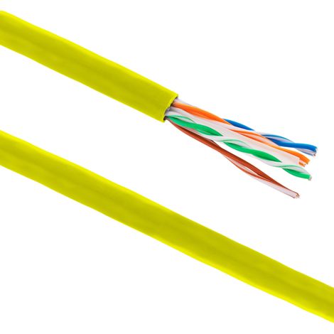 BeMatik - Enrouleur de câble réseau UTP LAN catégorie cat.6 23AWG CCA rigide jaune 305 m (1/5)