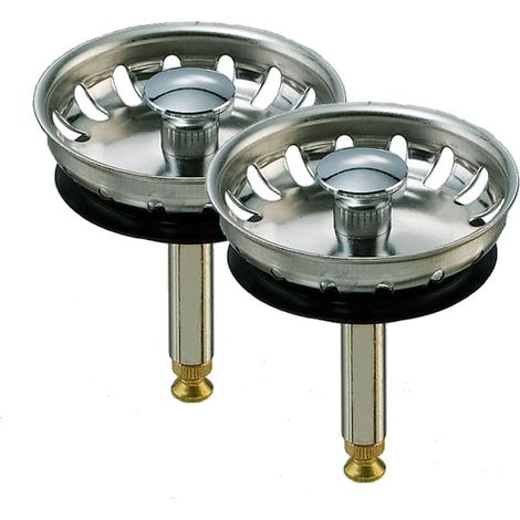 2er Set Siebkörbchen für Spülen-Ablauf Ø 54mm ( 1 1/2 Zoll ) Siebkorb Excenterbedienung, für Franke Spüle EuroForm EFG 614 bis Baujahr 2006