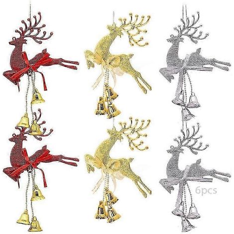 6-teiliges Set Weihnachtselche, hängende Weihnachtsdekorationen, Weihnachtselch-Anhänger, Weihnachtsbaum (1/4)