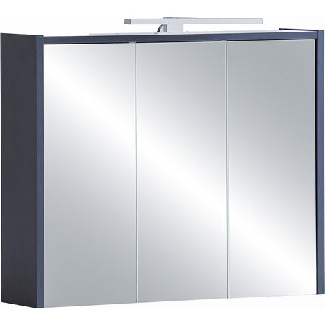 Spiegelschrank modern in blau mit LED-Beleuchtung ca. 74 cm breit LOANO-80 (1/5)
