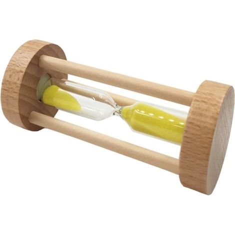 Minuteur Sablier Verre Sable Jaune en Bois Minuterie de 3 Design (1/5)