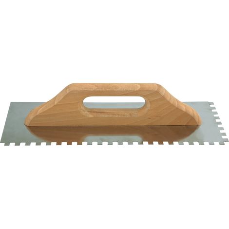Edelstahl-Putzbrett 480 mm mit 8x8 mm Zahnung und Holzgriff