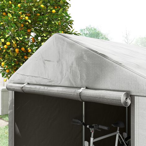 Abri de jardin imperméable gris clair 1,6x2m, garage extérieur anti-UV pour ranger vélos et motos (1/5)