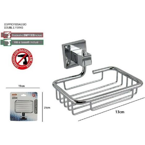Trade Shop - Puerta De Jabón Estante De Jabón Doble Fijación Baño Cuadrado Cuadrado 13cm 59184 -