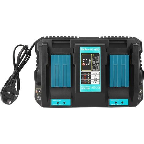 Chargeur double avec USB pour batteries Makita BL1830 BL1430 14.4-18V - Prise UK 220-230V (1/5)