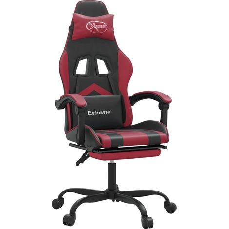 Maison Exclusive - Sedia da Gaming con Poggiapiedi Nero e Rosso Vino in Similpelle