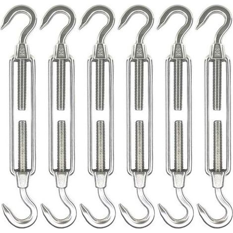 Set mit 6 M6-Klettverschlüssen aus Edelstahl, Beschläge für Sonnensegel, robuste Drahtseilspanner, rostfrei, C-zu-C-Spannvorrichtungen (1/5)