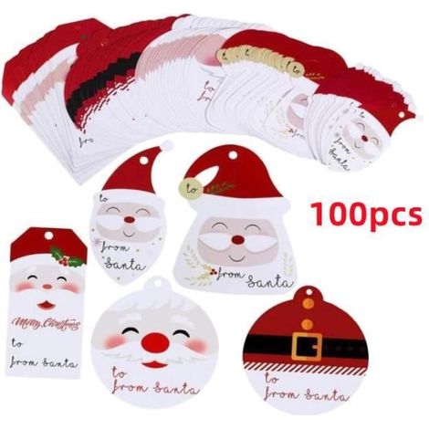 Étiquette de Noël,étiquette de père Noël,étiquette cadeau de fête d'hiver,pour décoration de multicolore ETIQUETTE CADEAU (1/5)