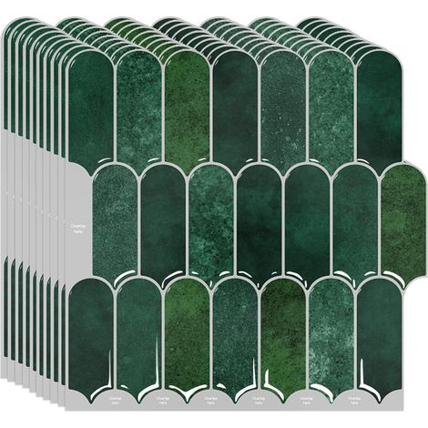 Lot de 10 autocollants 3D pour carrelage mural plus épais - 30 x 30 cm - En PVC - Pour crédence de cuisine - Plume - Décoration pour salle de bain, (1/5)